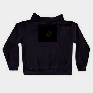 Digital collage and special processing. Dark, scary place in woods. Hole. Green. Kids Hoodie